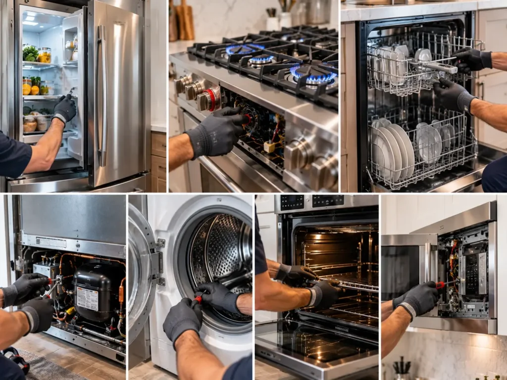 Appliance repair services in Pasadena covering refrigerators, ranges, and dishwashers